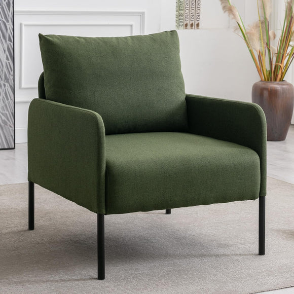 chairus Petit Canapé 1 Place Moderne Design, Fauteuil de Salon avec Pieds en Métal, Fauteuil Scandinave en Lin pour Salon Chambre Bureau, Vert