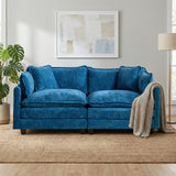 SoarFlash Canapé modulaire 2 Places 198 cm en Chenille Bleue avec Coussins