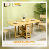 HOMCOM Table à manger pliante pour 6 personnes avec étagères - Table de cuisine et salle à manger pour petits espaces - 149,5 x 80 x 73,5 cm - Naturel