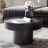 FineBuy Table basse ronde en métal noir 60 x 60 x 36 cm en forme de champignon Petite table d'appoint pour salon moderne