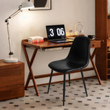 CangLong Lot de 2 chaises de Salle à Manger Chaises de Cuisine rétro rembourrées pour la Cuisine et la Salle à Manger, chaises scandinaves en Similicuir avec Pieds en métal, Noir