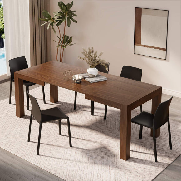 Mobili fiver, cuisine, extensible jusqu'à 220 cm de table, Jacopo lambris, Canaletto Walnut (Noyer), 140 x 90 x 77 cm