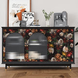 VEELIKE Papier Peint Fleuri Pivoine Vintage Papier Peint Floral Foncé Bouquet Papier Peint Adhesif Rouleau Fleur Papillon Papier Peint Mural Papier Collant pour Meuble Chambre Salon 44,5cm × 300cm