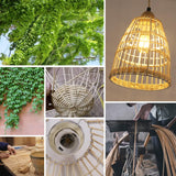 DAXGD Lampe Suspension en Rotin Bambou Naturel, Suspension Luminaire La Main Lampe Vintage, Boho Lustre Plafonnier en Osier Suspension Réglable E27 pour Table À Manger Couloir Cuisine Salon