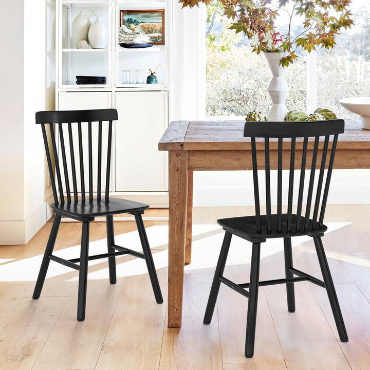 LUE BONA Lot de 2 Chaises de Salle à Manger, Chaise en Bois Massif avec Dossier à Barreaux, Style Windsor Classique pour Cuisine & Salon, Noir LUE BONA Lot de 2 Chaises de Salle à Manger, Chaise en Bois Massif avec Dossier à Barreaux, Style Windsor Classique pour Cuisine & Salon, Noir