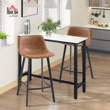 HOMCOM Bar Stools Set of 2, PU Leather Kitchen Stools, Upholstered Breakfast Bar Chairs with Backrest, Steel Legs for Home, Dining Room, Brown (tabourets de Cuisine en Cuir PU, chaises de Bar