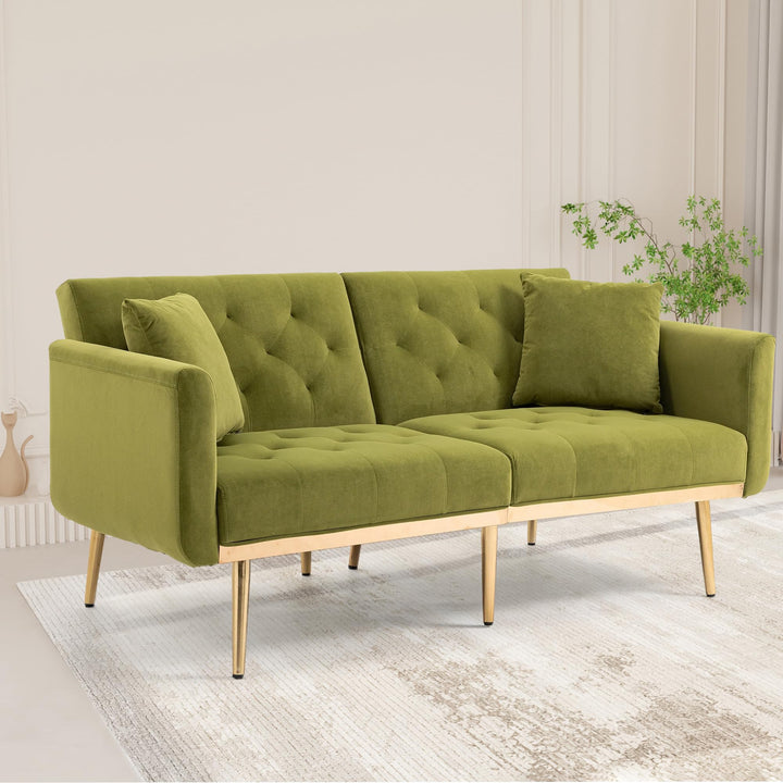 YESGIGA Canapé design 3 places en velours doux, canapé-lit convertible, canapé-lit convertible, support de jambe en métal robuste, adapté à plusieurs scénarios salon, chambre à coucher (vert olive) YESGIGA Canapé design 3 places en velours doux, canapé-lit convertible, canapé-lit convertible, support de jambe en métal robuste, adapté à plusieurs scénarios salon, chambre à coucher (vert olive)