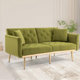 YESGIGA Canapé design 3 places en velours doux, canapé-lit convertible, canapé-lit convertible, support de jambe en métal robuste, adapté à plusieurs scénarios salon, chambre à coucher (vert olive)