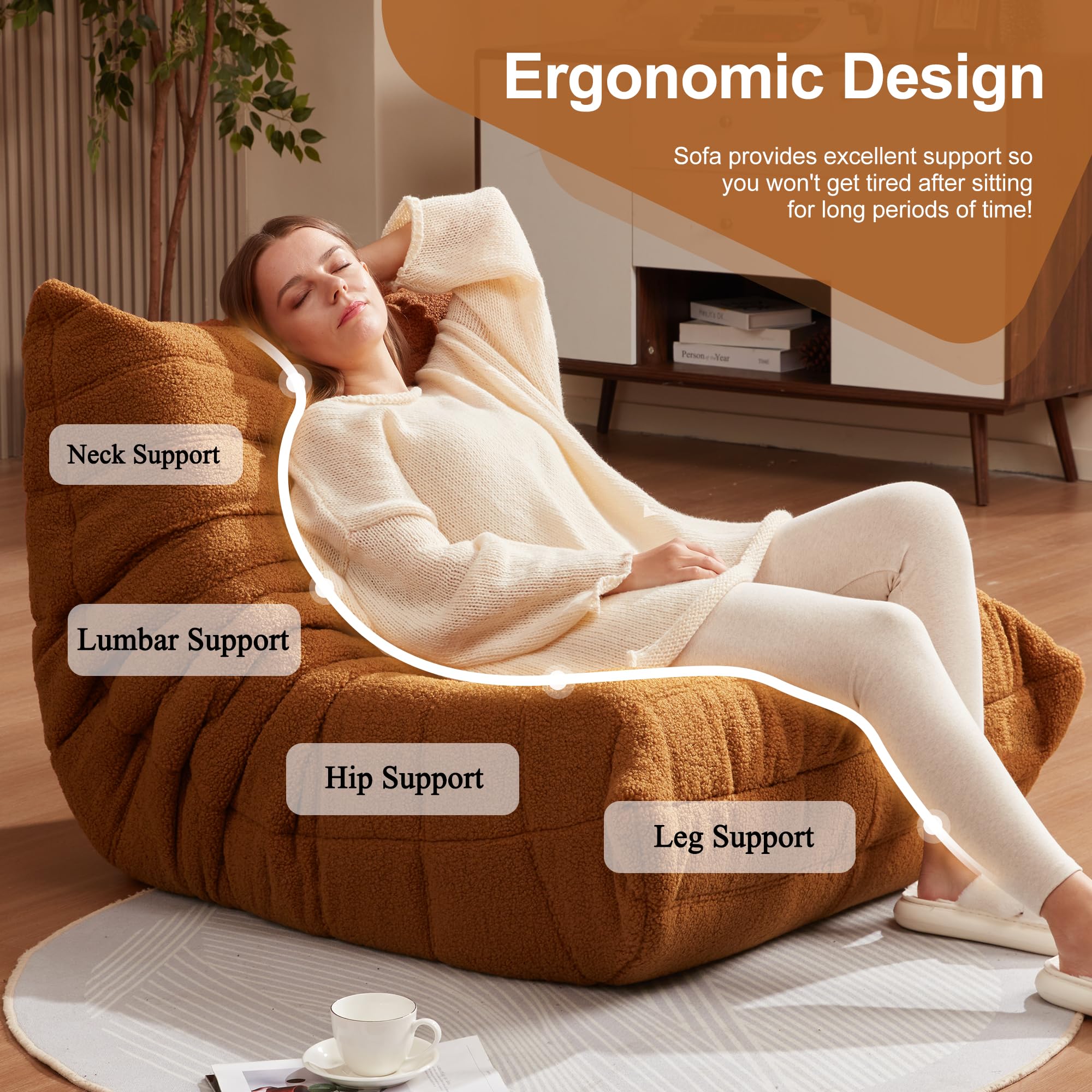 Housse De Pouf Géant En Fausse Fourrure - Sans Rembourrage, Pour Salon, Chambre | Taille 5 à 7 Pieds