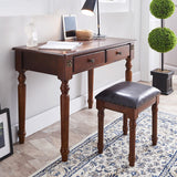 Table de Bureau Bois de caoutchouc stable PC Bureau à la maison Bureau avec 2 tiroirs de stockage Table d'étude de style de campagne simple, brun rustique Bureau d'ordinateur ( Color : 0.8 meters )