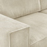 HOMIFAB Canapé d'angle Convertible réversible 5 Places avec Coffre de Rangement en Velours côtelé Beige - Harper