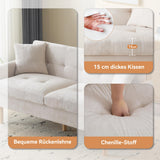MOBETTRES Canapé double capitonné en tissu chenille avec coussins épais pour salon, chambre à coucher, appartement, etc. (beige)