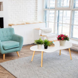 HshDUti Petite table basse, table basse moderne du milieu du siècle pour salon, centre de salon, table basse d'exposition minimaliste, table basse ovale en bois en forme de nuage, tables basses