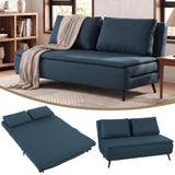 HOMCOM Canapé Convertible 2 Places 3 en 1 Oreillers 135x188cm Bleu