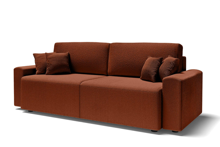 BAÏTA Canapé Droit Milo Convertible Velours côtelé Terracotta 3 Places