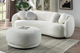 FERUCCI Canapé Design Arrondi avec Pouf en Tissu bouclé Siena (Blanc)