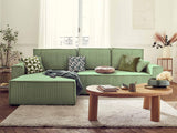 Best Mobilier - Canapé d'angle Convertible Réversible Dellia en Velours Côtelé - Canapé Lit - Sofa Vert Sauge 4 Places - Angle Droit - ou Gauche - Salon