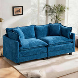 SoarFlash Canapé modulaire 2 Places 198 cm en Chenille Bleue avec Coussins