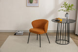 Chaise de salle à manger de luxe en velours avec fonction pivotante et pieds en métal Orange