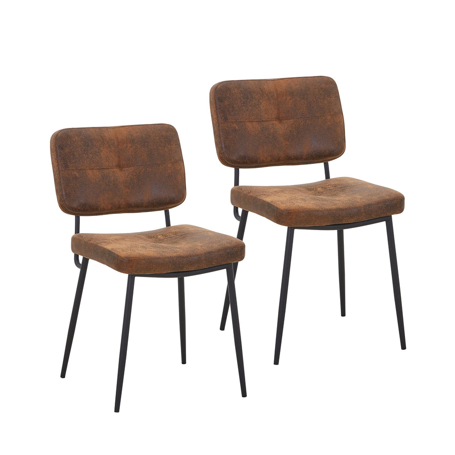 HOOZ Lot de 2 ou 4 chaises rembourrées avec dossier, chaises de cuisine, avec pieds en métal, pour salle à manger, chambre à coucher et salle de conférence (aspect cuir marron, 2)