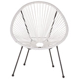 Chaise Fauteuil Type Spaghetti en Rotin PE Blanc et Acier Design Tendance pour Salon Chambre Terrasse ou Jardin au Style Moderne et Industriel Beliani