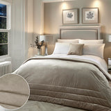 SOIRE'E Couvre-lit en Velours et Lin (220 cm x 150 cm) - Doux au Toucher et Lourd - Naturel et Matelassé - Housse de Couette en Velours - Literie en Lin