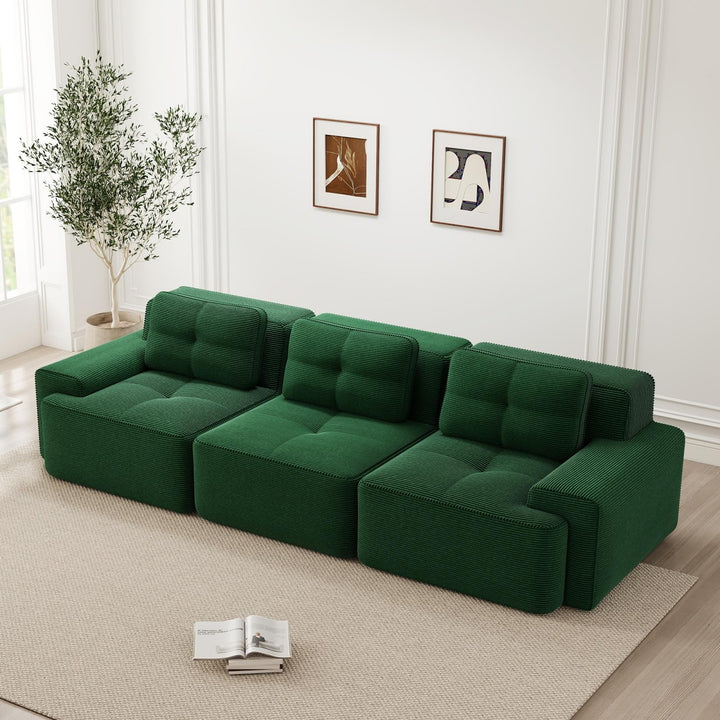 YEHTOKHOME Canapé 3 Places en Velours Côtelé avec 3 Coussins, Fauteuil avec Accoudoirs et Dessous Antidérapant, Confort Cloud sans Montage, Canapé Modulable (3, Vert) YEHTOKHOME Canapé 3 Places en Velours Côtelé avec 3 Coussins, Fauteuil avec Accoudoirs et Dessous Antidérapant, Confort Cloud sans Montage, Canapé Modulable (3, Vert)