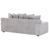 Beliani Canapé 3 Places en Velours Côtelé Gris Clair Rembourrage Épais en Mousse Ultra Confortable Idéal pour Salon Moderne et Industriel