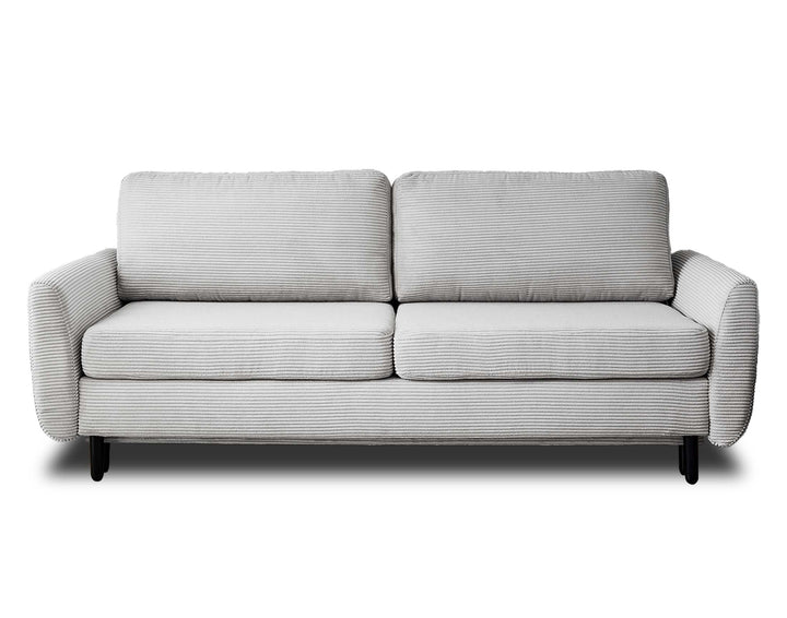 Lisa Design - Canapé Convertible avec Coffre Dan en Velours Côtelé - Canapé Lit - Sofa Gris Clair 3 Places - Salon