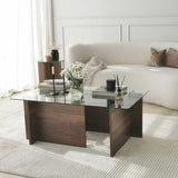 Emob - Table Basse Locelso | Verre trempé | Noyer