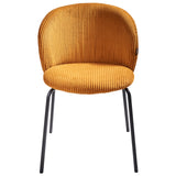 Beliani Lot de 2 Chaises en Velours Côtelé de Salle à Manger Pieds en Fer Dossier Arrondi Rembourré Orange Miles