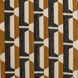 Atmosphera Créateur d'Intérieur - Fauteuil Chiara Tissu Chenille Noir Ocre Rétro Vintage Bois Hévéa Accoudoirs Semi-Ferme pour Salon, Bureau, Chambre