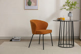Chaise de salle à manger de luxe en velours avec fonction pivotante et pieds en métal Orange