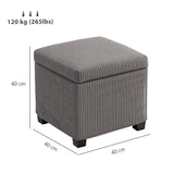 HOMCOM Coffre Pouf Rangement 30 L Couvercle Amovible 40 x 40 x 40 cm Gris