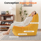 Canapé de salon en mousse à mémoire de forme pour petits espaces : canapé de sol, canapé paresseux en suédine, Cloud Couch pour chambre et salon, jaune