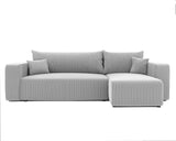 GREKPOL Canapé d'angle Convertible 145x248 à Gauche ou à Droite - Canapé 3 Places Convertible - Canapé avec Espace de Rangement - Canapé Lit - Canapé Convertible - Sofa Clair Gris