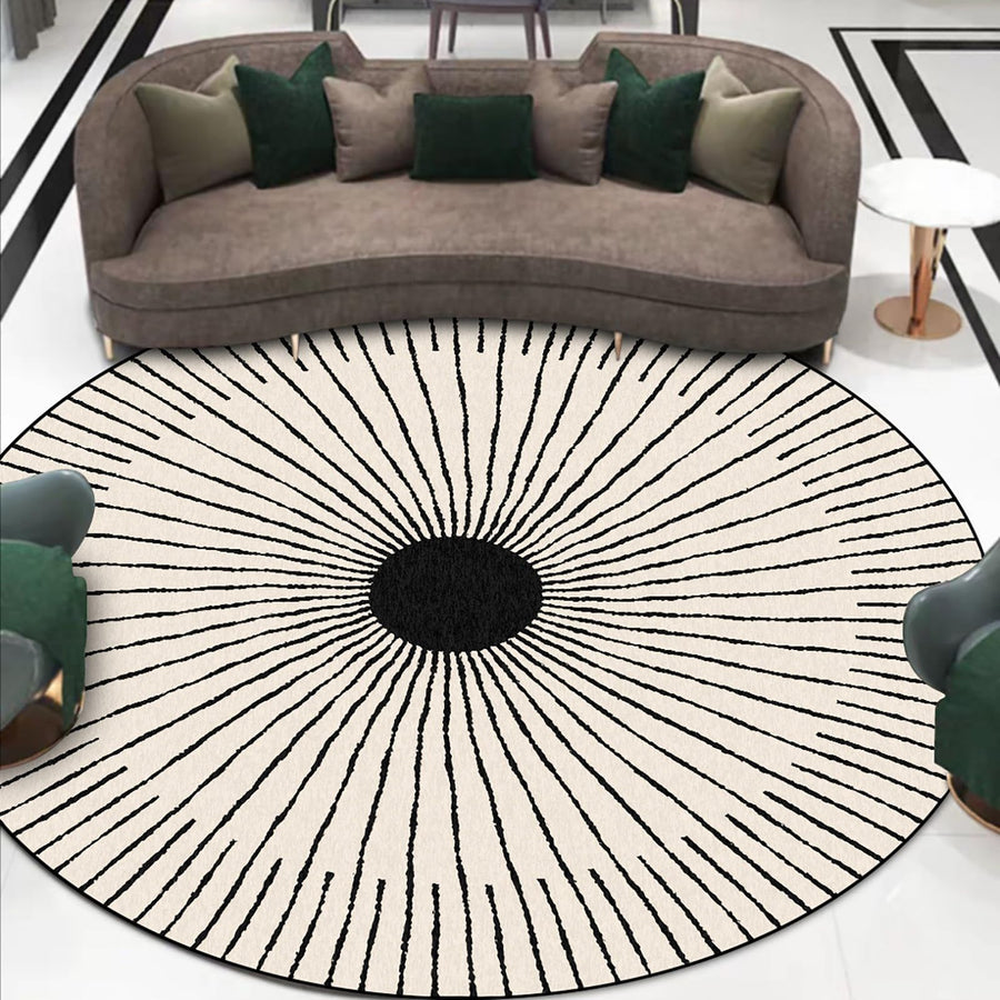 Rug-QJDDUP Rond Tapis de décoration,Black,Round 200 cm,Noir Gris Blanc Rayure Moderne, Tapis de Salon Grand Chambre Design Moderne Poil Court Doux, Rug-QJDDUP Rond Tapis de décoration,Black,Round 200 cm,Noir Gris Blanc Rayure Moderne, Tapis de Salon Grand Chambre Design Moderne Poil Court Doux,