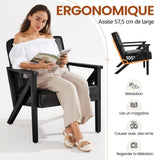 Yaheetech Fauteuil de Salon Lot de 2 en Similicuir Fauteuil d’appoint avec Cadre en Bois Pieds et Accoudoirs en Forme de Z Siège de Bureau Chambre Réception Noir