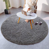 Tapis Chambre Rond Moderne Design Tapis Salon Shaggy Poils Longs Ronde Interieur Anti Slip Décor Moderne Ultra Doux De Peluche De Pièce De Maison De Pépinière De Carpettes(Gris, Diamètre 140cm)