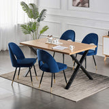 AINPECCA Lot de 2 chaises de salle à manger rembourrées en velours avec pieds en métal noir (bleu et doré, 2)