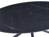 Casa Vital Melisana Table de salle à manger ovale en pierre frittée avec pieds en métal Noir mat 160 x 90 x 76 cm Charge maximale 50 kg