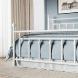 MUTICOR Lit métal 140x200 cm avec tête et Pied de lit, Rangement, Blanc