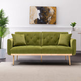 YESGIGA Canapé design 3 places en velours doux, canapé-lit convertible, canapé-lit convertible, support de jambe en métal robuste, adapté à plusieurs scénarios salon, chambre à coucher (vert olive)