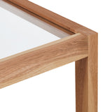 Relaxdays Table d'appoint, Console en Bois de Noyer et Verre, H x L x P : 40 x 80 x 40 cm, pour Salon, Nature