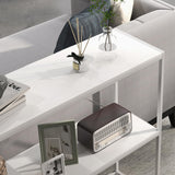 HOMCOM Table Console, Table d'entrée, Cadre en Acier, 2 étagères, Design Moderne, pour Salon, entrée, Couloir, 100 x 30 x 87 cm, Blanc