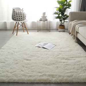 Grand tapis moderne à poils longs, antidérapant, doux au toucher, en fausse fourrure, pour salon, chambre à coucher, canapé, chambre d'enfant - 200 x 300 cm - Beige