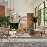 Atmosphera - Fauteuil Neta - rotin et Coton - Blanc