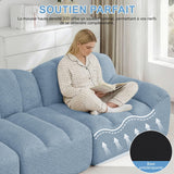 KOMHTOM Canapé Modulaire en Velours Côtelé, Canapé Salon Moderne, Coussin d'assise Confortable en Mousse Haute Densité 32D, Canapé Combinable Librement (Bleu, 2 Places en L)