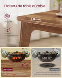 VASAGLE Table de Salle à Manger, Plateau Extensible, Capacité de Charge de 120 kg, pour Salle à Manger, Bureau ou Espace de Travail, Design Épuré, Marron Miel KDT090K01