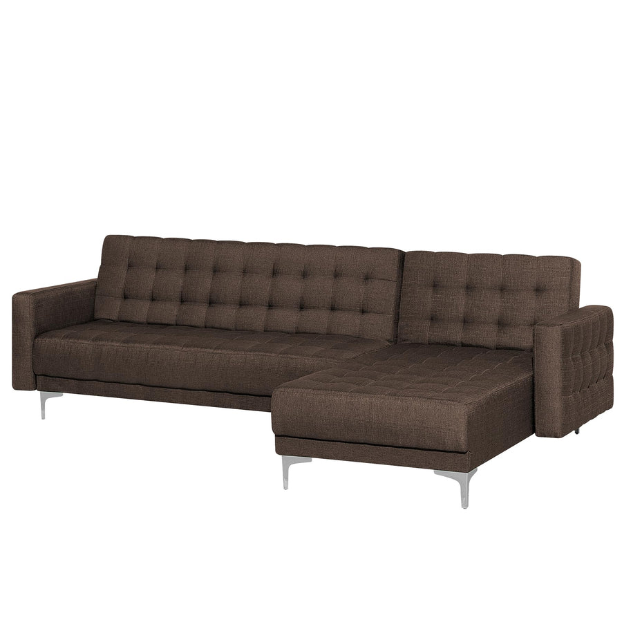 Canapé Angle à Gauche Convertible Tissu Marron Foncé Moderne Classique Aberdeen